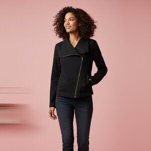 Cotton Black Moto Jacket/Anthropologie/Marrakech label/Women's Size M